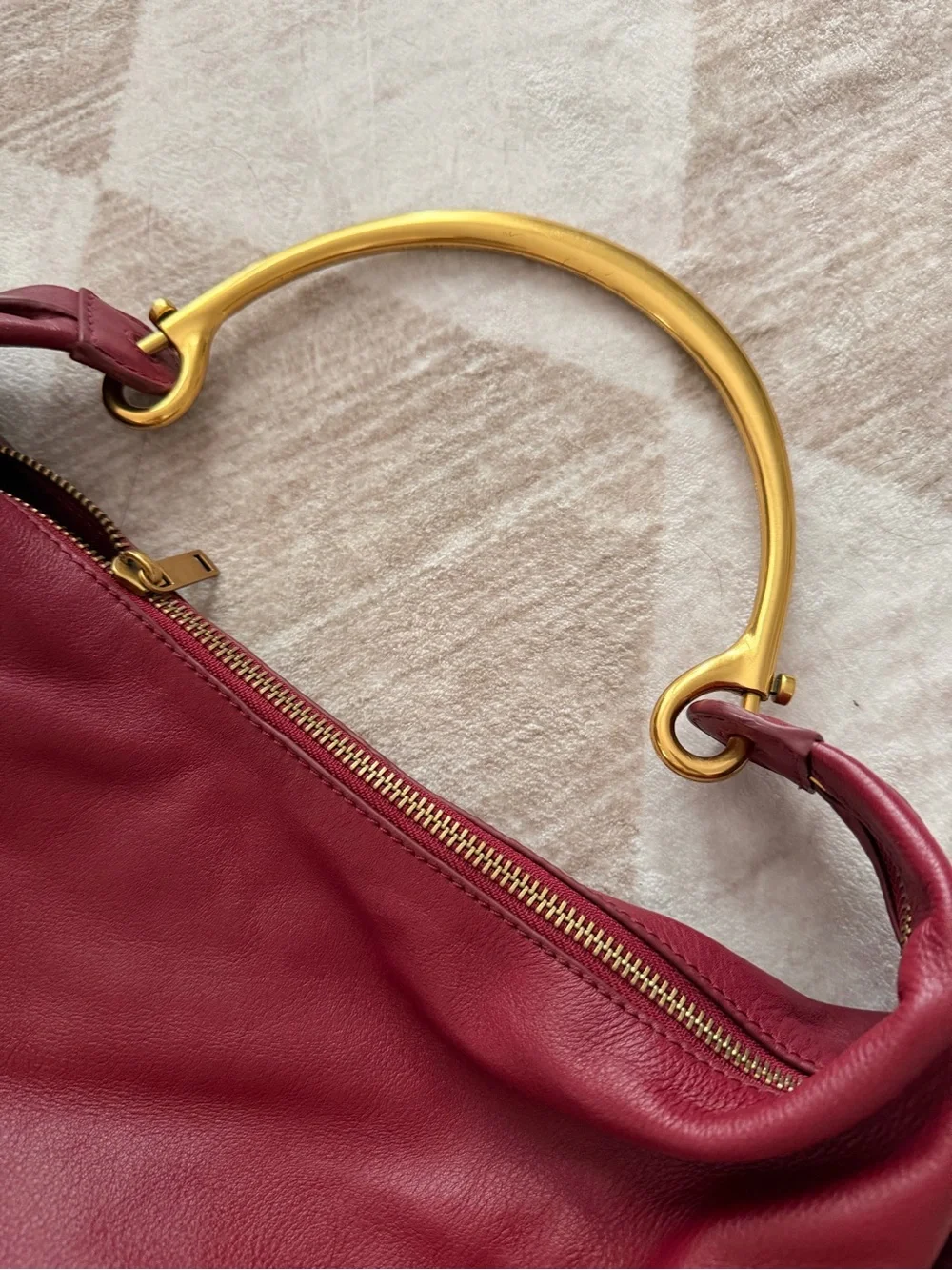 Walter Baker Wine-Red Leather Hobo with Gold Handle